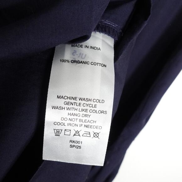 New Quince Women's Navy Blue Tiered Maxi Dress Large Organic Poplin 0013 - Picture 8 of 10